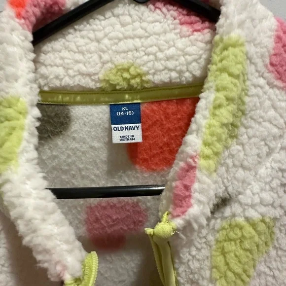 Old Navy Kids Heart Pattern Fleece Jacket - Pink, Red, Green, Brown - Picture 2 of 4
